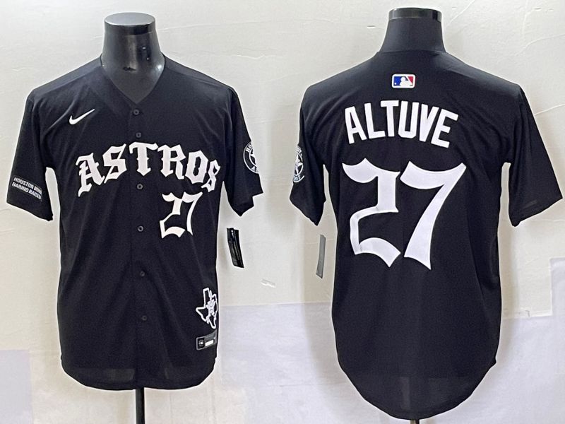 Men 2025 Houston Astros #27 Altuve Black Seven generations Joint Name Nike MLB Jersey style 9->houston astros->MLB Jersey
